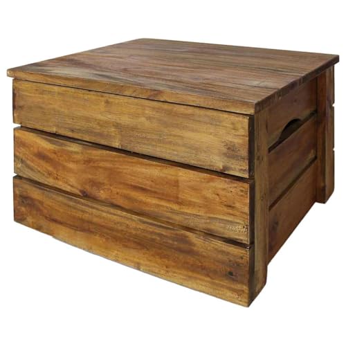 VGLQNRPT Set of 2 Vintage Wooden Storage Crates, Solid Mahogany Decorative Organizing Boxes for Home Organization, Rustic Brown Nested Crates for Shelves and Decor