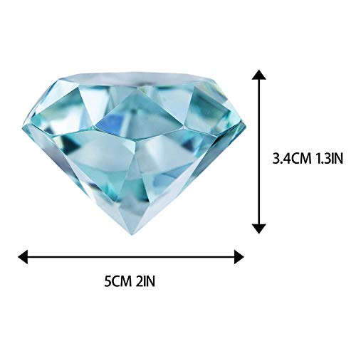6pcs Cyan Blue Crystal Diamond Paperweight Sparking Glass Diamond Jewels Wedding Decorations Table Centerpieces Home Decor
