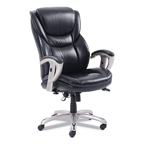 SertaPedic Emerson Executive Task Chair, Supports Up to 300 Lb, 19" to 22" Seat Height, Black Seat/Back, Silver Base