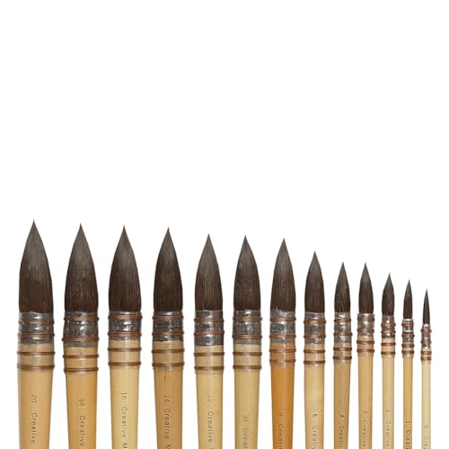 Creative Mark Harmony Blue Squirrel Quill Watercolor Brush Size #4 - Professional Artist Brushes - Handcrafted Full Bellied Quill Paint Brush, Balanced Wood Handle