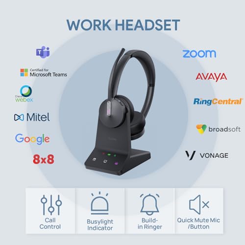 Yealink WH64 Dual DECT & Bluetooth Wireless Headset for Phone PC Cellphone
