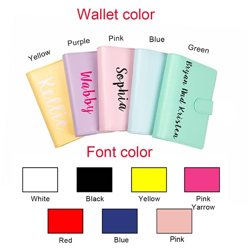 Custom Name PU Leather Notebook A6 Binder with 6 7 8 9 10pcs Plastic Binder Pockets,6 Rings Zipper Envelopes Budget Binder Planner System,Money Saving Organizer for Cash,5pcs Expense Budget Paper