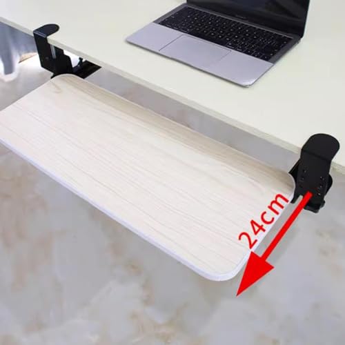Clamp On Keyboard Tray Under Desk, Pull Out Keyboard Platform Computer Drawer for Office Work, 24in Keyboard Holder Office Furniture Accessories (Color : White maple wood, Size : 50x25cm/20x1