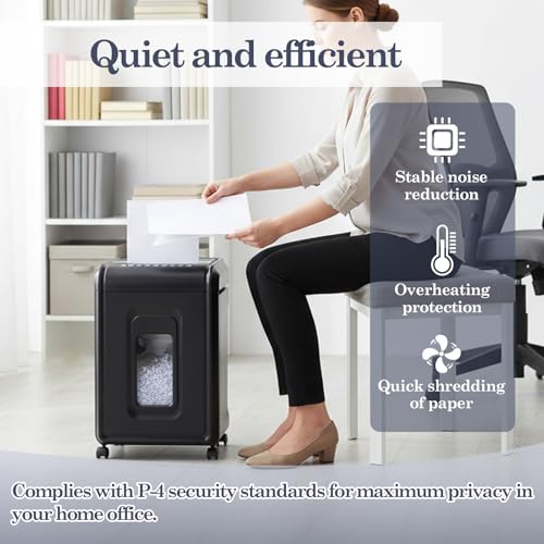 Primero Basics 18‑Sheet Micro‑Cut Paper Shredder for Home Office – P‑4 Security, 30‑Min Continuous Run, 7‑Gallon Bin, Portable on 360° Casters, Anti‑Jam, Quiet Micro‑Cut Document Shredder