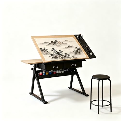 Garvee Height Adjustable Drafting Table, 0-75° Tilting Tabletop