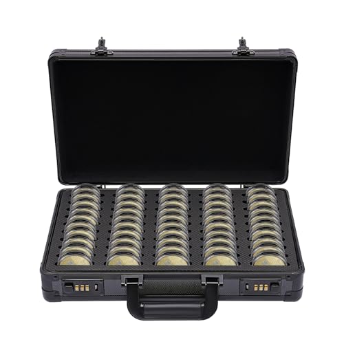 Aluminum Slab Holder with Handle Coin Holder Display Case Compartments,Coin Case for 50 Coin Slabs,Coin Collection Supplies