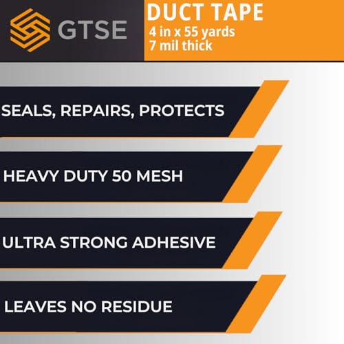 GTSE Wide Duct Tape, Red, 4 Inches x 55 Yards (164 ft), Heavy Duty, Waterproof Repair Tape for Indoor or Outdoor Use, 12 Rolls