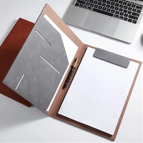 Filing Folder A4 Leather Office File Folder for Bills Documents Storage Convenient for Business Travel Hotel Notes to-do Lists Office Supplies(Brown)