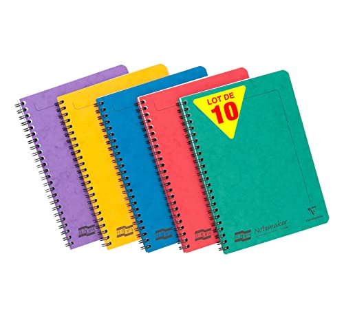 Clairefontaine 4849Z - Europa A5 Notemaker reliure intégrale assortiment A 14,8x21cm 120p détach. Q.5x5 - Paquet de 10