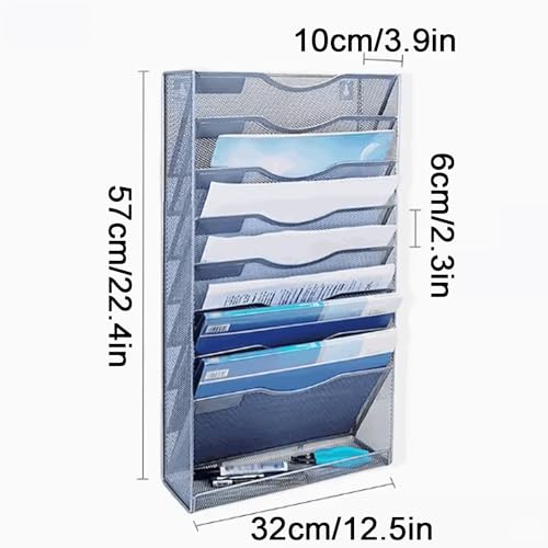 SUREK Large Capacity Wall-Mounted File Basket Large Capacity File Basket Iron File Basket Hanging File Box Desk File Organizer Shipshape