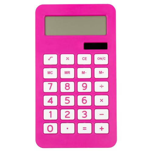 JAM PAPER Desktop Calculator - 10 Digit LCD Display - 3 3/4 x 6 3/4 Inches - Fuchsia Pink - Bulk 10/Pack