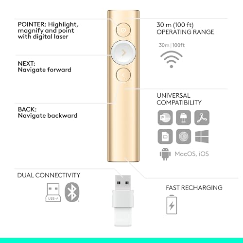 Logitech Spotlight Presentation Remote Universal Wireless - Gold