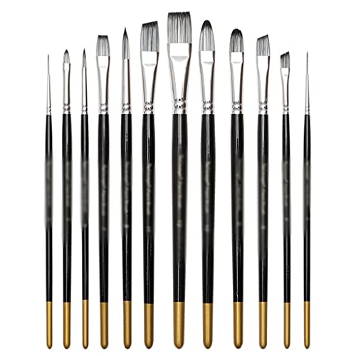 UOHLCX HBJWOV Artist Paint Brush Set of 12 Professional Painting Brushes for Watercolor Acrylic Gouache Oil and Tempera Painting