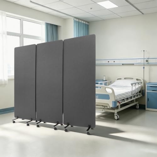 3 Panel Soundproof Room Divider with Wheels Acoustic Privacy Panel