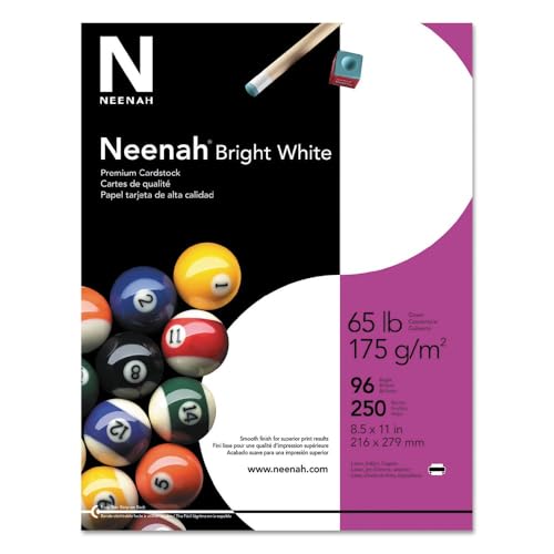 Neenah Paper 91904 Card Stock, 65lb, 96 Bright, 8 1/2 x 11, White, 250 Sheets