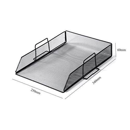 Stackable Mesh Tray Desktop Organizer Document Letter Paper File Sorter，Office and Home, Black
