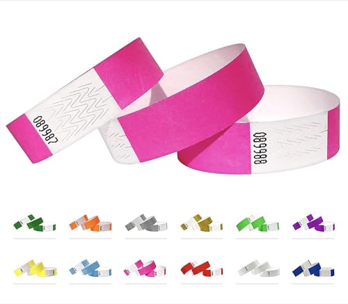 Tyvek ID Bracelets 19mm, 5000pcs, Event Wristbands (Neon Pink, 5000 Pack)