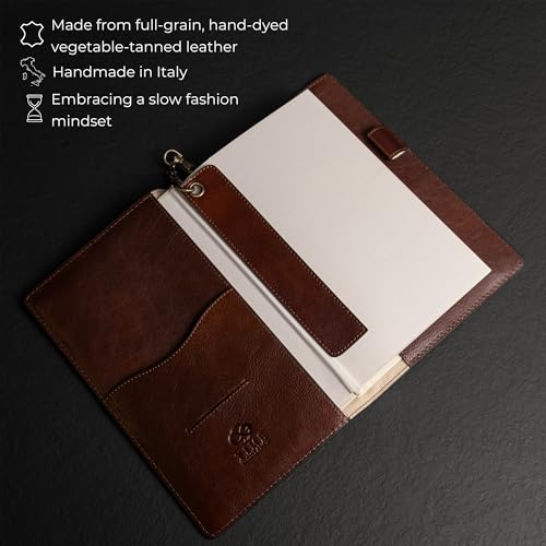 Time Resistance Leather Journal with 320 Lined Pages A5 Notebook and Bookmark - Italian Handmade Notepad (Brown) - Gift Box Included