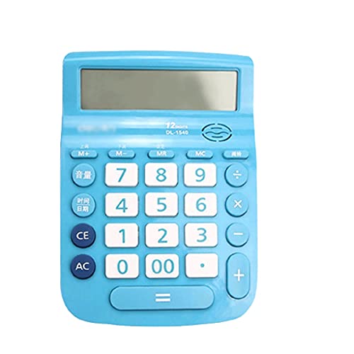 Creative Desktop Calculator,12-Digit Large-Screen Button Sensitive Pink Basic Version,Battery-Powered,Office,Financial Students Gift (Color : Blue)