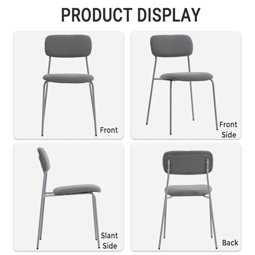 Sidanli Reception Chair Set of 4, Stackable Waiting Room Seating for Office, Lobby, and Guest Use, Grey