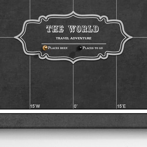 Canvas World Map with Cork Pin Board - English Lettering - Decorative Wall Decoration for All Rooms - Canvas Pictures with World Map Motif (90x60 cm, Pattern 7)