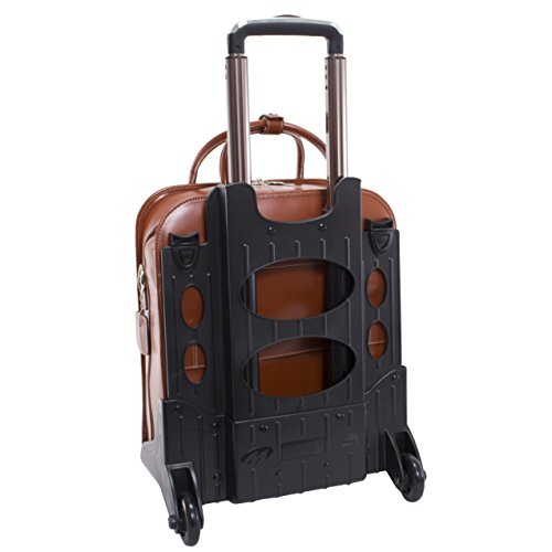 McKlein LA GRANGE, Top Grain Cowhide Leather, 15" Leather Detachable -Wheeled Ladies' Laptop/Computer & Tablet Business Briefcase Bag/Women's Rolling Overnight Travel Bag, Removable trolley case