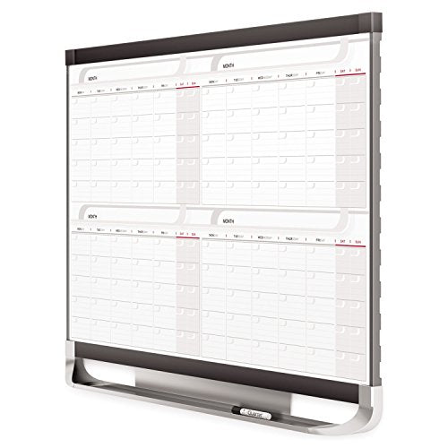 Quartet 4MCP23P2 Prestige 2 Total Erase Four-Month Calendar, 36 x 24, Graphite Color Frame