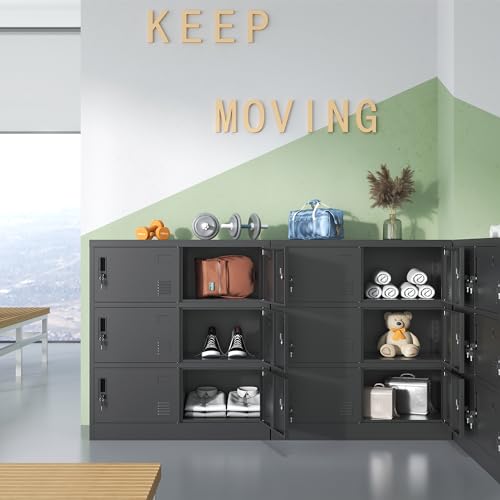 VIYET Metal Lockers for Employees, Storage Employee Locker, 72" Storage Lockers with Shelves Steel Cabinet for Home (Black, 6 Door)