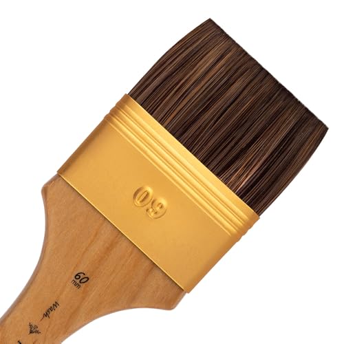 Pan Art Synthetic Wash Brush No. 60 - Ideal for Acrylic and Watercolour Painting - 1 Piece, Beige