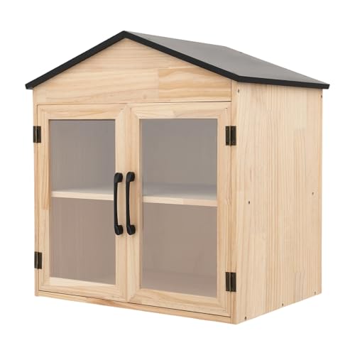 Kllkmmws Library Outdoor Book Box Storage, Waterproof Little Wood Cabinet withSturdy Hinges&Smooth Handle, Small Wooden Cabinet Little Literature Box for Neighborhoods Community School (4-Cell)