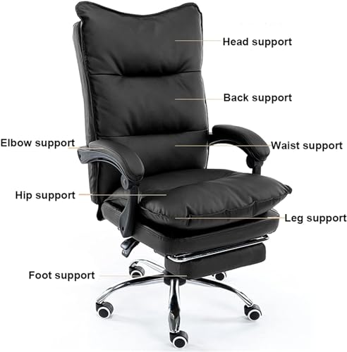 Office Chair Reclining Chair with Footrest,Leather Chair,High Back Executive Chair Lumbar Support,with 170° Backrest Tilt Function(Color:Red)