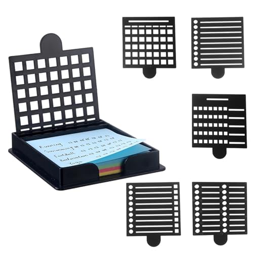 Nuqsx 3/5Sets Sticky Note Dispenser Holder With Stencil Notes Template For Pad Self-adhesive Notepad Organizer For Home Office Desk(Blue,3pcs)