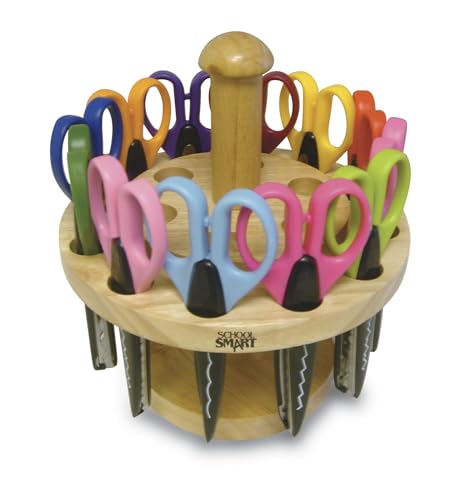 School Smart Paper Edger Scissor Set with Stand, Assorted Designs, Pack of 24
