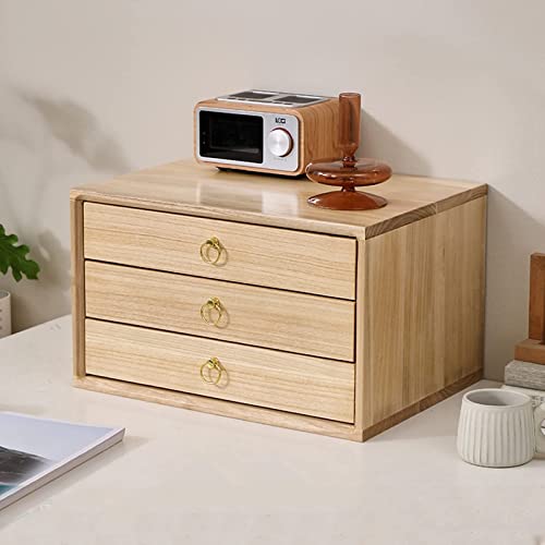 EliteBloom Desk Organizer - Desk Storage Box with Drawers, Office Supply Storage Box,Cajón Organizador De Escritorio De Madera Maciza,Gabinete De Escritorio,A-3 Drawer