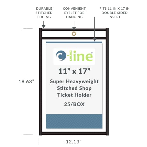 C-Line Clear Shop Ticket Holders, 11 x 17, Black Edge, 25/Box (46117)