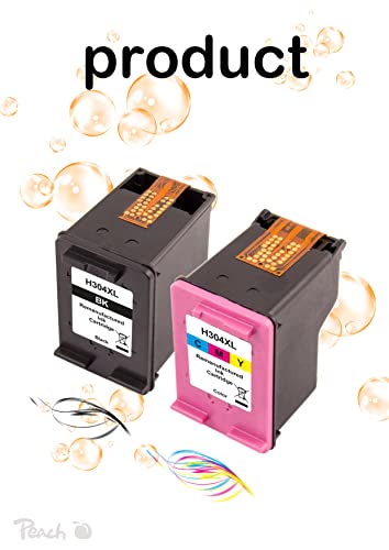Peach H304 Printer Heads XL (BK, C) Replaces HP No. 304XL, N9K08AE, N9K07AE for e.g. HP DeskJet 3720, HP DeskJet 3750, HP DeskJet 3730, HP DeskJet Ink Advantage 3700 MFPack, HP DeskJJ et 3732