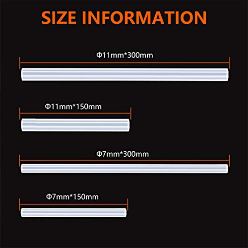 Lnanqing-Silicon Tube Transparent 11mm 7mm Hot Melt Adhesive Glue Stick Silicone High Viscosity Strengthen Stickiness, Flexible and Heat Resistant(11x300MM,50 Pieces)