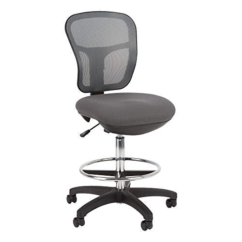 Norwood Commercial Furniture Adjustable-Height Office Mesh Drafting Chair with Chrome Footrest Ring & Optional Arms