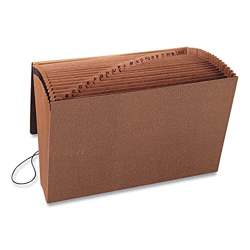 Smead TUFF Expanding File, 21 Pockets, Alphabetic (A-Z), Flap and Cord Closure, Legal Size, Redrope (70320), Pack of 1