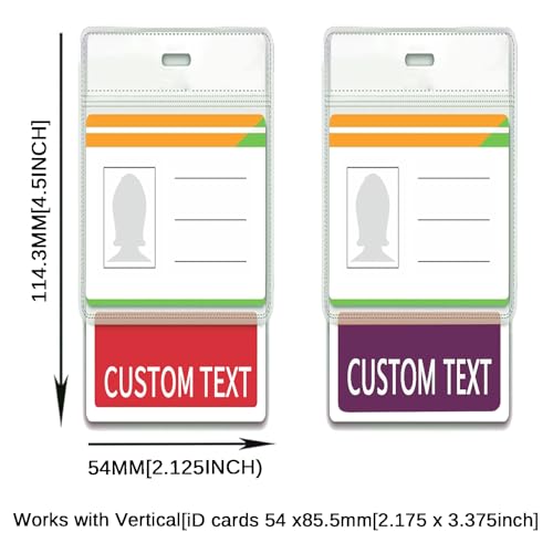 Custom Badge Buddy - Personalized Print Badge Buddy - Vertical - Print On Both Sides with Border - Durable and Water Resistant Ideal for Teachers, Nurses, Doctors, Security, Visitor, Healthcare