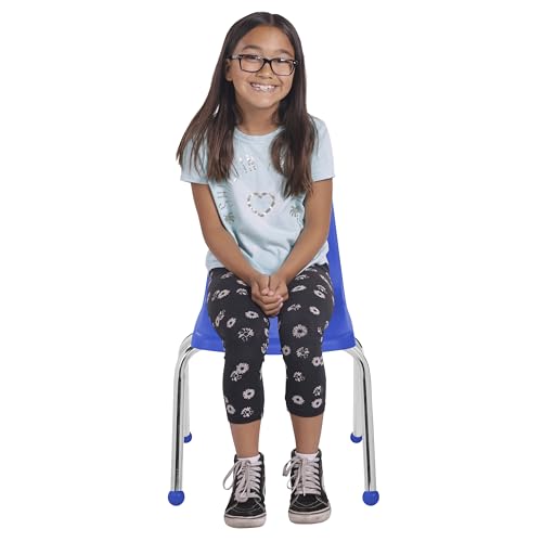 FDP 14" School Stack Chair with Ball Glides, Blue, 2-Pack, 15412-BL