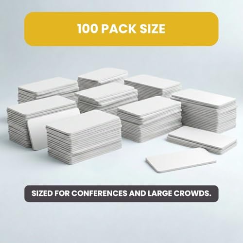 Name Tag/Badge Blanks - 100 Pack - 1" X 3" (White) Round Corners, Magnetic Backing