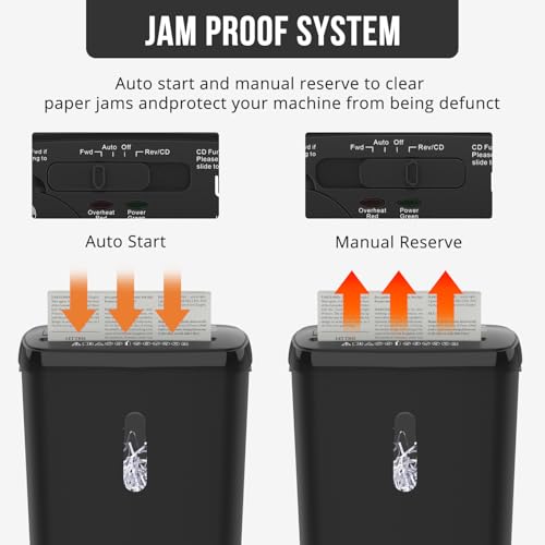 Black Paper Shredder for Home Office 10-Sheet Strip Cut Metal Shredder Machine with 3.17-Gallon Bucket P2 Security Level Shreds CD and Credit Card ETL Certified Jam Proof