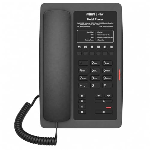 Fanvil H3W Wireless Hotel IP Phone, 2.4GHz Wi-Fi Supported, 2 SIP Lines, 6 Custom DSS Keys, HD Voice, PoE Powered, Desktop & Wall Mountable Business VoIP Phone