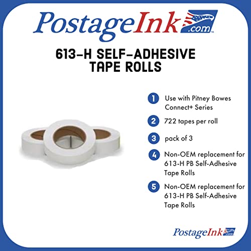 PostageInk.com 613-H Self-Adhesive Tape Rolls for Connect+ Series, Set of 3