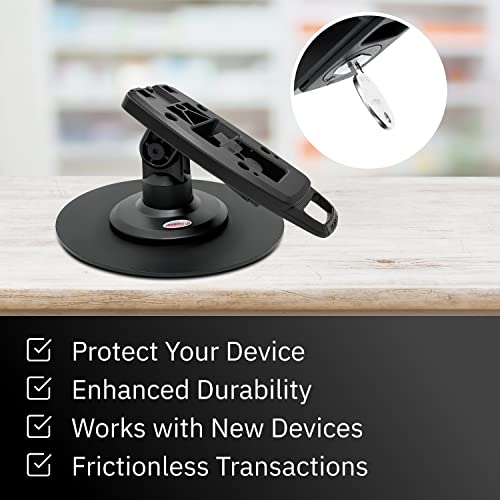 Discount Credit Card Supply Ingenico ICT 220/ICT 250 3" Latch and Key Lock Compact Pole Mount Terminal Stand with Round Freestanding Mobility Base Plate