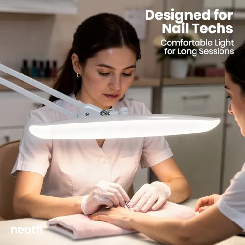 Neatfi LED Desk Lamp with Base, 2200 Lumens, 24W, 20-Inch Wide Head (White)