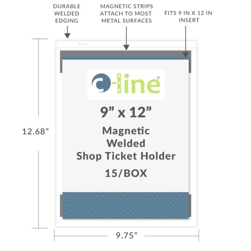 C-Line Magnetic Shop Ticket Holders, Clear Vinyl, 9 x 12, 15/Box (83912)