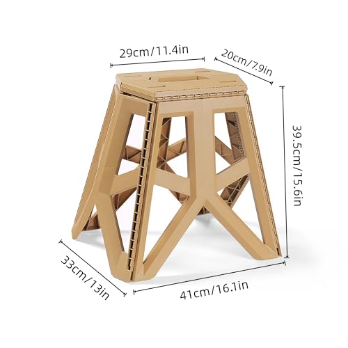 Lightweight Stool, Non-Slip Folding Step Stool,Compact Step Stool Foldable, Step Stools for Adults up to 330 Pound, Suitable for outdoor use and kitchen(Khaki)