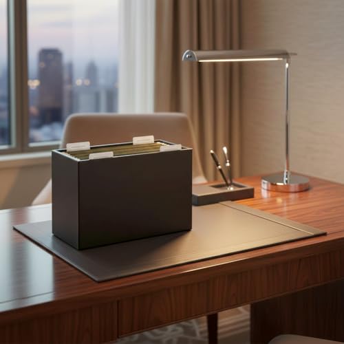 Dacasso Classic Black Leather Hanging File Folder Box
